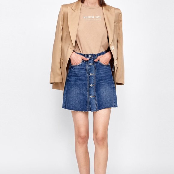 NWT Zara Colorblock Mini Skirt in Malibu Blue sz M - Picture 2 of 11